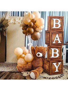Baby Shower Boxes Teddy Bear Party Decor Baby Blocks Gender Reveal Decor
